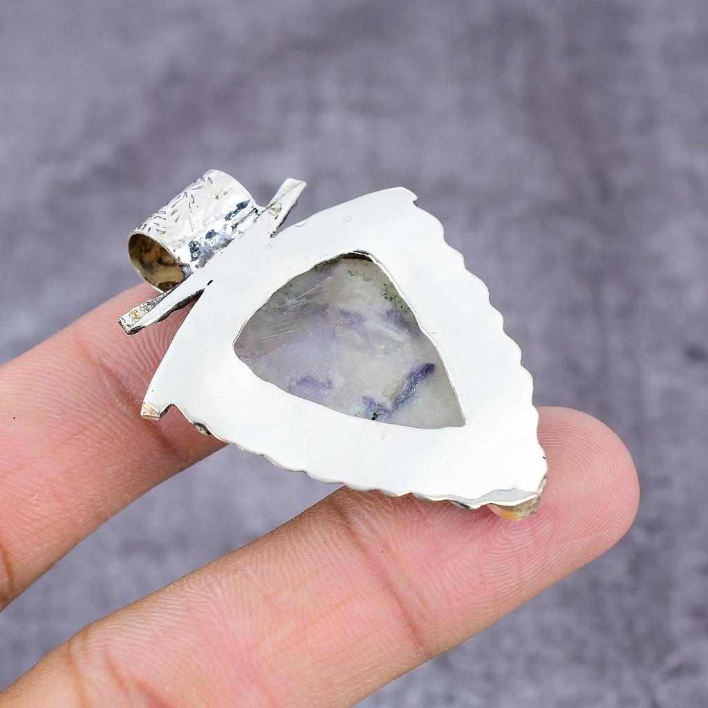 Natural Sodalite, Blue Topaz Handmade 925 Sterling Silver Pendant 2.27" t0U95