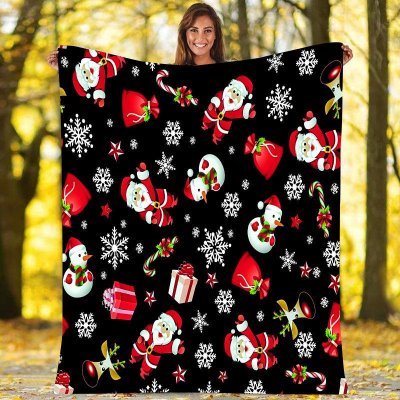 Santa Claus gives out gifts digital-printed polyester Bedroom velvet flannel cover blanket Fleece soft cover blankets for beds