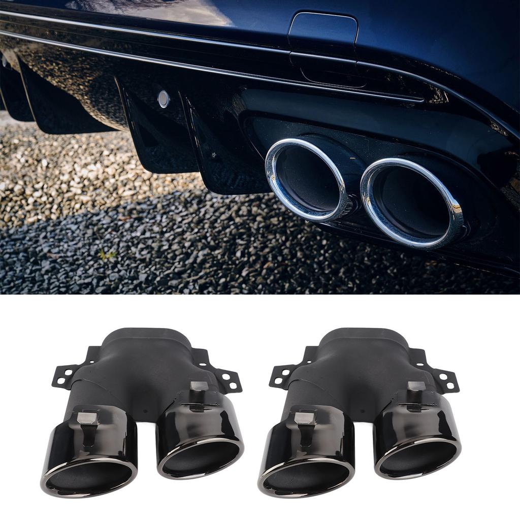 Vierfach Auspuffblenden Passend für AMG C43 W205 S205 C205 A205 Facelift 2019+(Schwarzes Chrom )