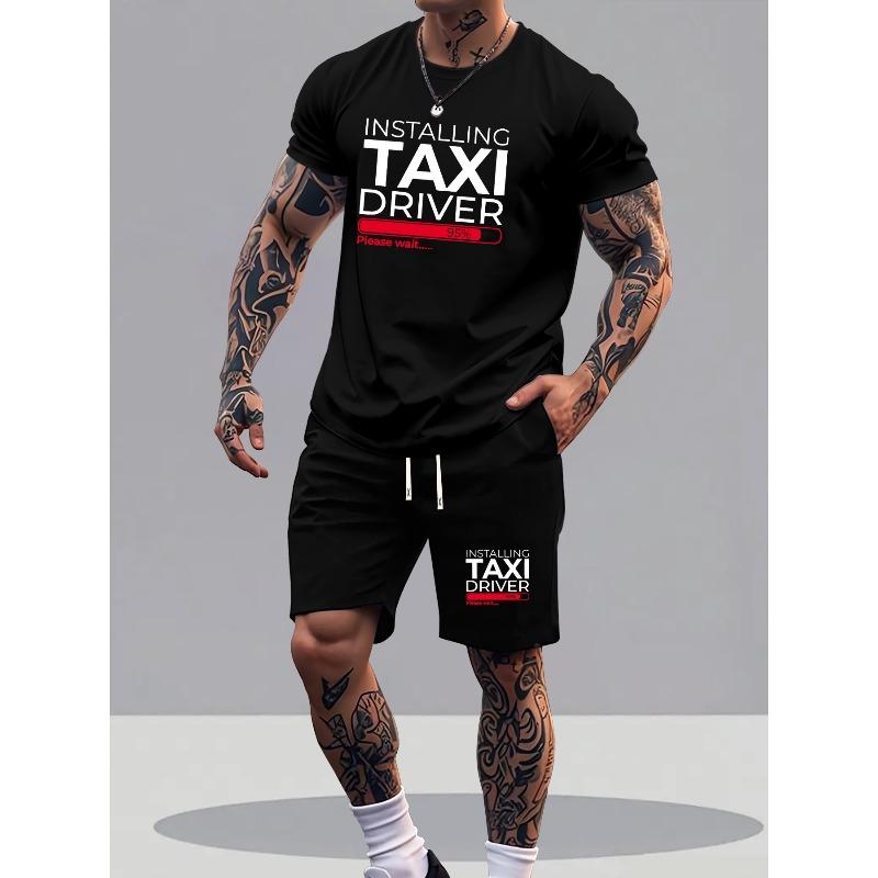 

European Size Men s Summer T-Shirt , Featuring Taxi Driver Graphic Elements, Versatile Outfit, Casual Short-Sleeve Top Trendy Leisure Sportswear 4XL білий