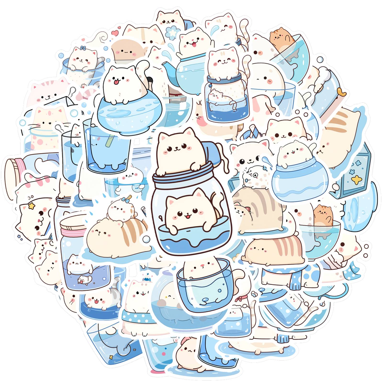 35pcs-50pcs Cute Coffee Stickers Fun Cartoon Sticker Pack Funny Stickers For DIY Phone Laptop Scrapbook Bike Suitcase Fridge