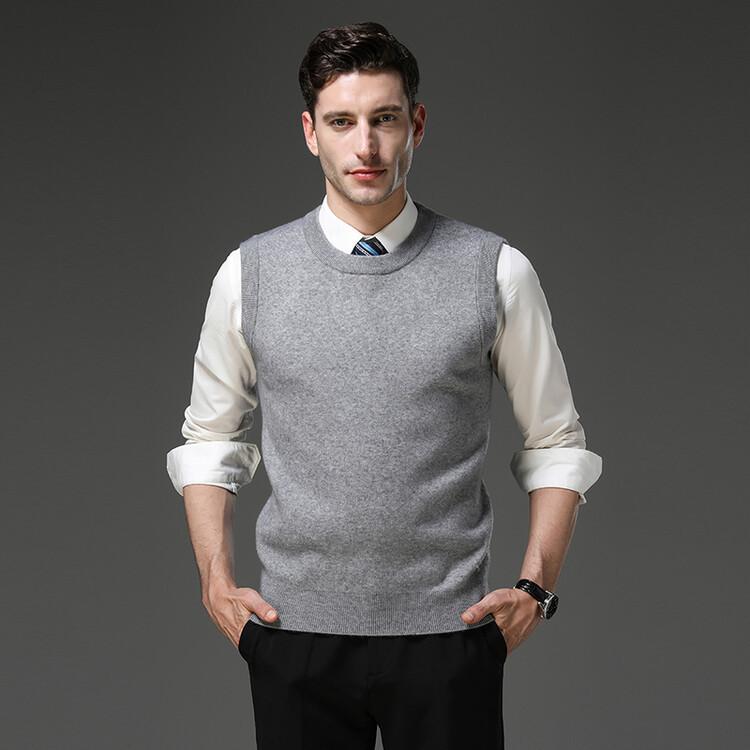 Spring and Autumn Men's Knitted Sweater Bottom Shirt Crew Neck Sleeveless T-Shirt Knitted Vest Vest