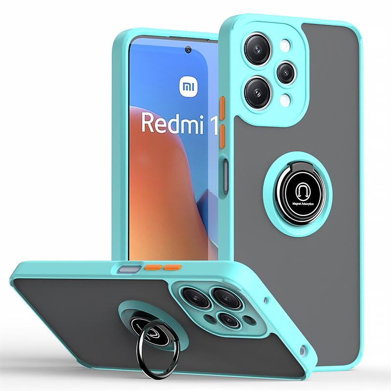 Matte Armor Hard PC Case For Xiaomi Redmi 12 4G 5G Car Magnetic Holder Ring Kickstand Phone Cover for Redmi12 Shockproof Funda