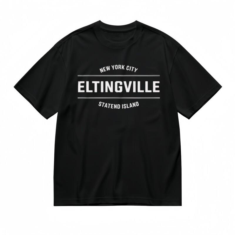 

Men s Comfy Classic T-Shirt NYC Inspired Urban Landscape Design Tee Black Cotton L