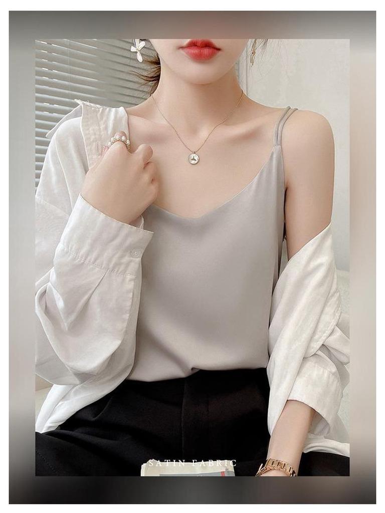 2025 Damski Biały Satynowy Top na Ramiączkach - Imitacja Jedwabiu, Piękne Plecy, Letnia Warstwa