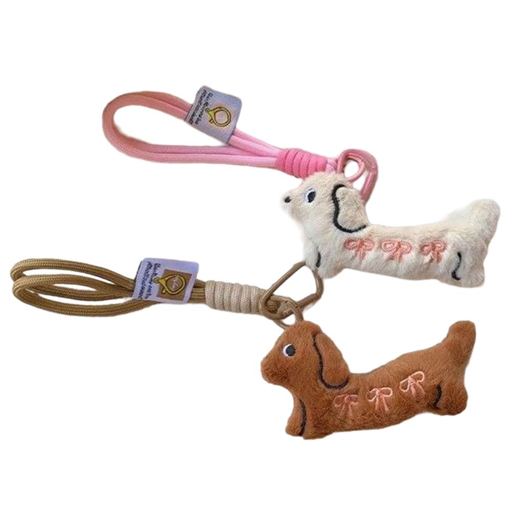 2Pcs Cute Plush Animal Bag Accessories Cartoon Look Soft Bag Pendant Couple Key Holder Ideal Purse Decoration Gifts