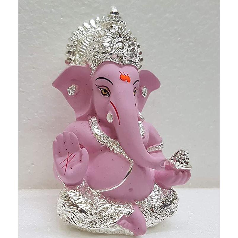 Gold and Silver Plated Ganesh Idol for Car Dashboard Ganesha Murti Ganpati Idol for Home Decor Puja Lord Ganesh Statue Gift