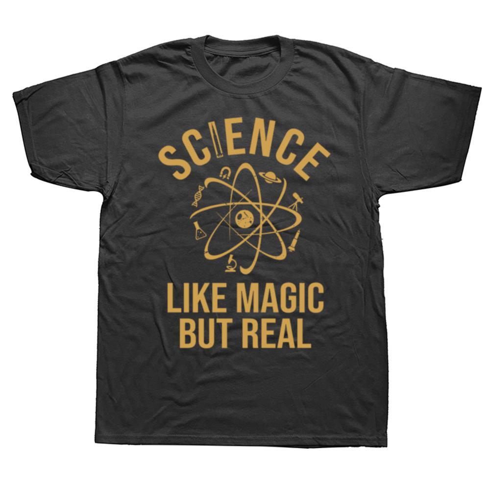 Mens Science Like Magic But Real Tshirt Funny Nerdy Teacher Hipster Hip Hop Casual Loose Man Tshirt Comfort Breathe Y2k Soft Tee