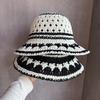 Summer Pattern Women Hollowed Out Hat With Large Brim Uv Sunshade Outings For