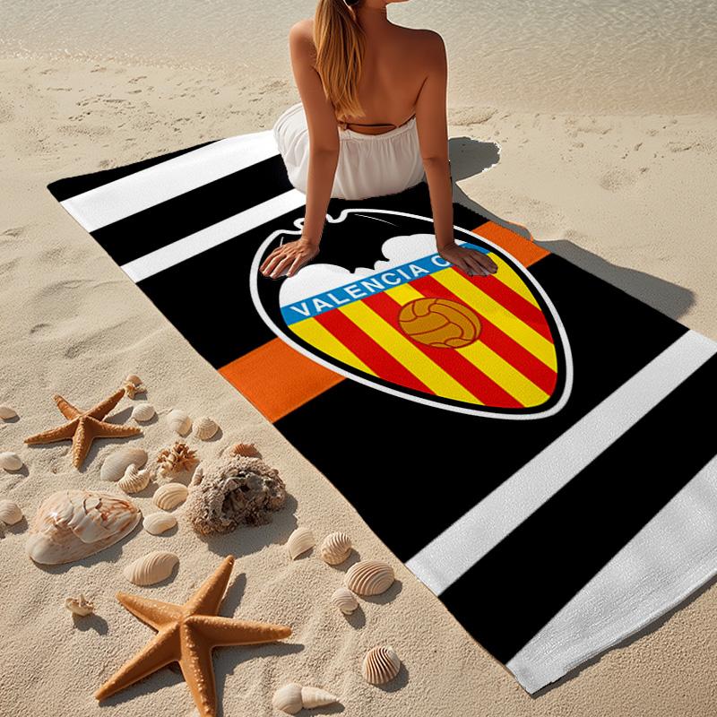 Valencia Cf Crest Design Microfiber Beach Towel, Lightweight And Quick-Dry, for Summer Travel, Beach Essential, Swimming Pool