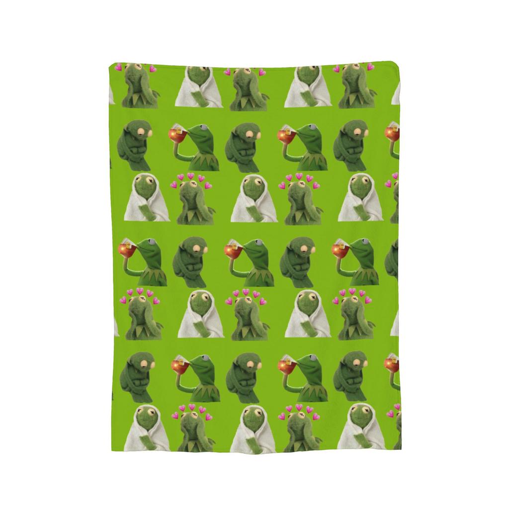 Cute Kermit The Frog Blankets Flannel Soft Throw Blankets for Car Sofa Couch Bedspread