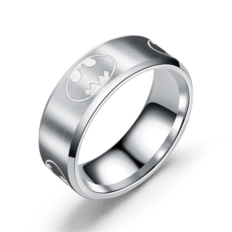 Кольцо из титановой нержавеющей стали Marvel Superhero Бэтмен Size 13 белый