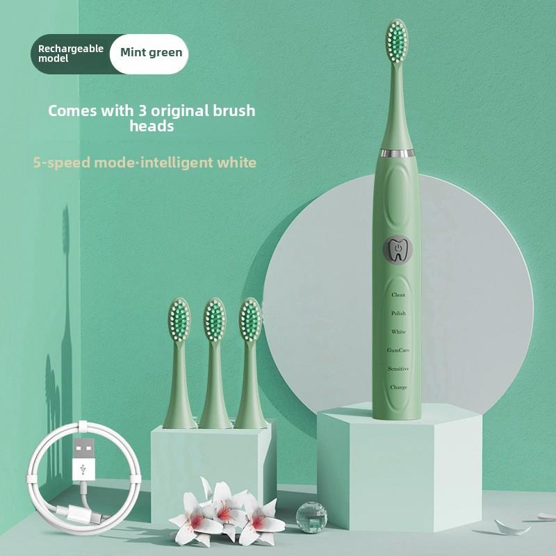 Бытовая звуковая зубная щетка электрическая мягкая щетина электрическая зубная щетка перезаряжаемая взрослая электрическая зубная щетка [3 brush heads]