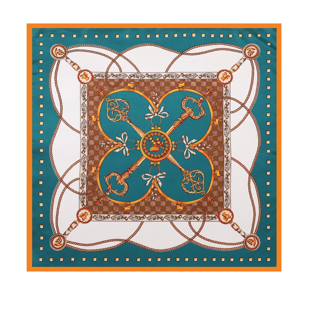 

Высококачественные роскошные шелковые шарфы, повязка на голову, шарфы, шейный шарф для женщин, шелковый шарф с цепочкой, женская декоративная шаль 90cm