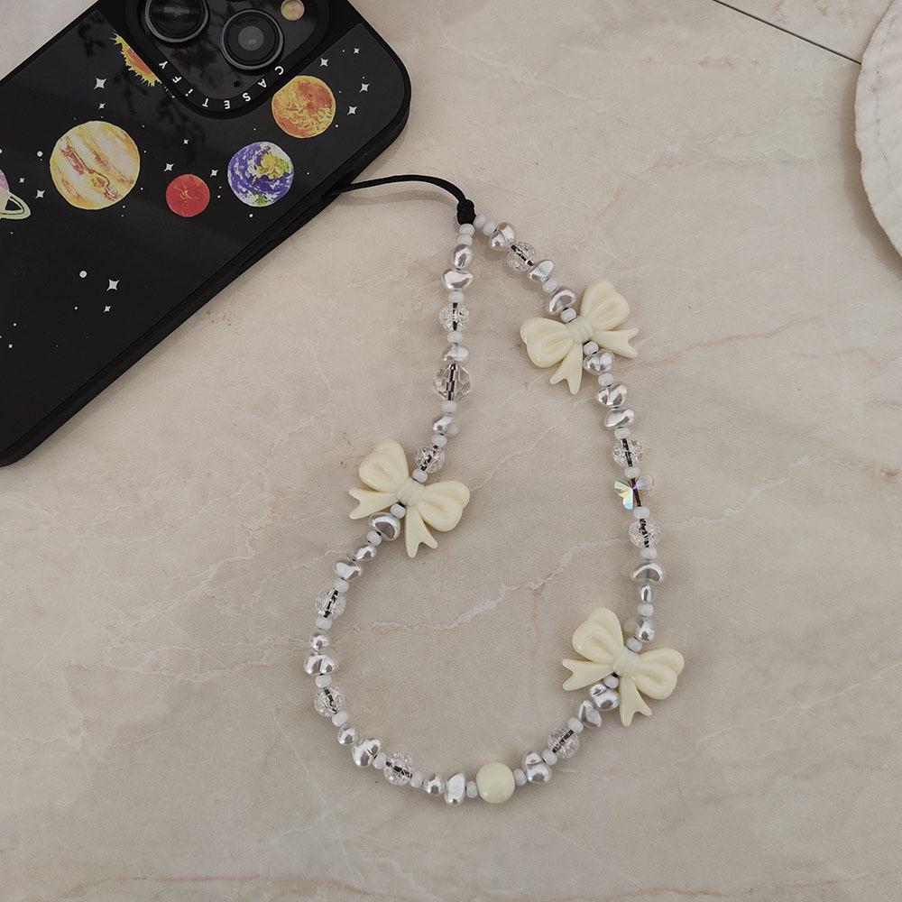 KKBEAD Dámský přívěsek na řetízek na telefon s korálky ve tvaru motýla - Ruční výroba, Univerzální styl ins z Japonska a Koreje