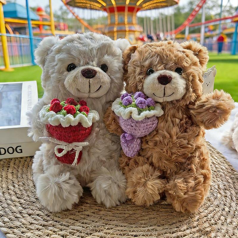 Peluche Orsacchiotto con Decorazioni Floreali per Regalo di San Valentino e da Collezione