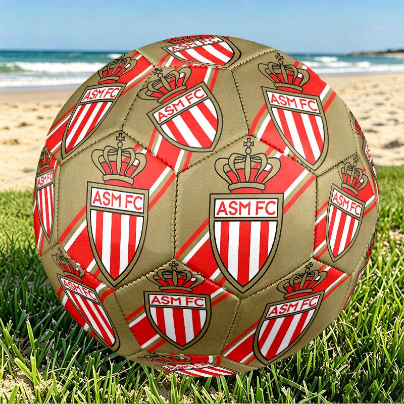 AS Monaco Print Size 5 Soccer Ball, PU Wear Resistant Football for Match Training and Daily Practice, Birthday Gift for Soccer Fans