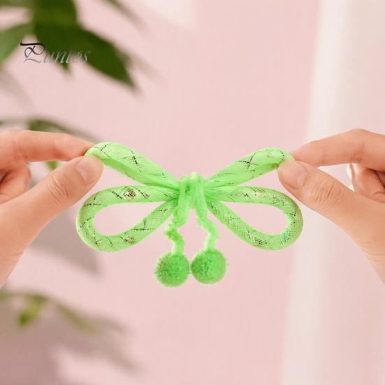 Kitten Enrichment Toys Mesh Tube Cat Toy, Butterfly Shape Interactive Chew Toy with Bells Flexible Bendable And Plush Balls, for Indoor Cats