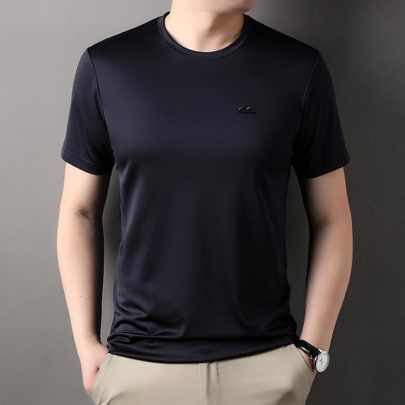 Summer Men's Round Neck Mulberry Silk Short-sleeved T-shirt Casual Half-sleeved T-shirt Men's New Bottoming Shirt T-shirt