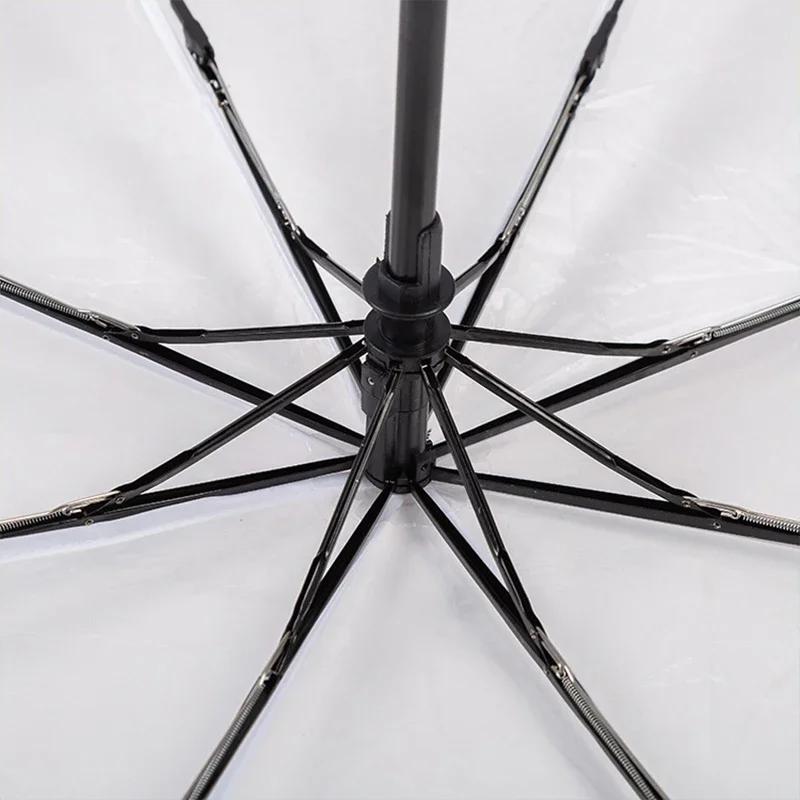 1Pc Automatic Transparent Folding Umbrella Easy Carry Windproof Rain Umbrella Women Fashion Durable Outdoor Anti Wind Rainproof