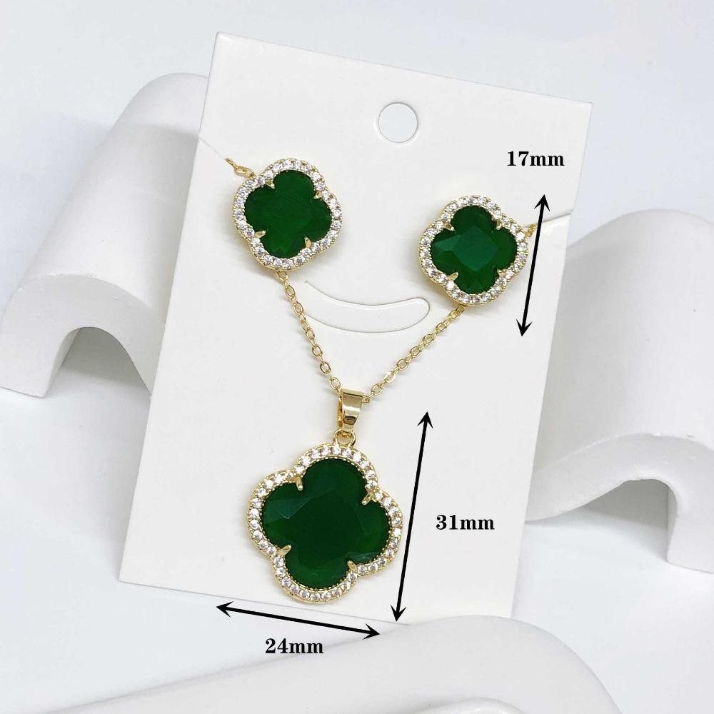 Large Four-leaf Clover Earrings Necklace and Pendant Set - A Luxurious and Versatile Jewelry Set
