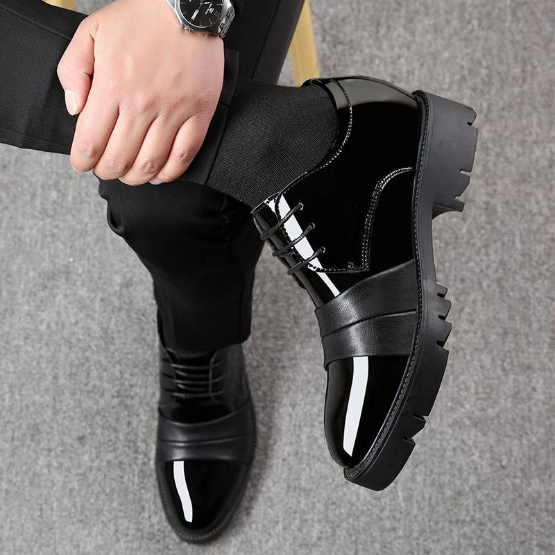 Men's leather shoes wedding groom leather shoes business dress men's leather shoes inner height increase 6cm8cm10cm thick-soled men's shoes