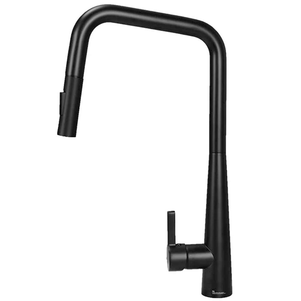 Bagnolux Black Brass Deck Mounted Kitchen Faucet Two Function Single Handle Pull Out Mixer Hot and Cold Water Pull Out Taps