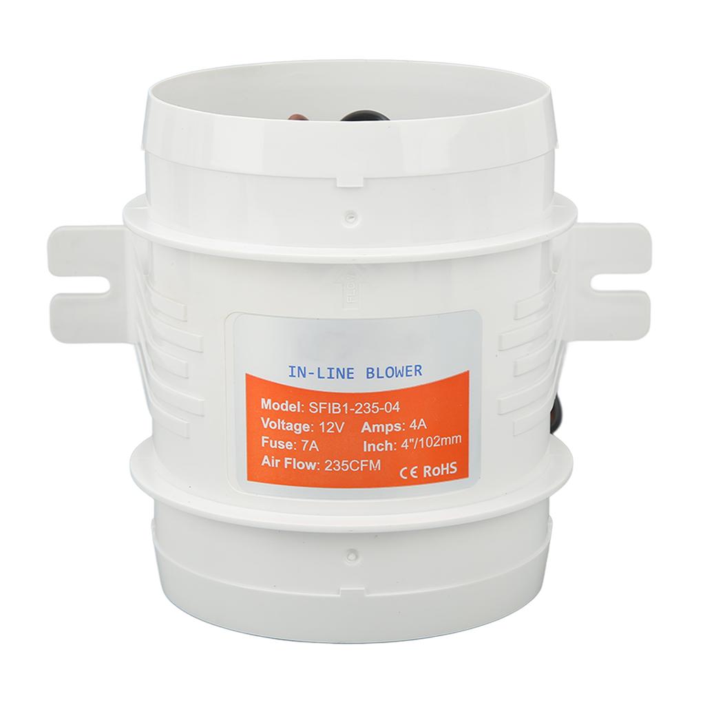 4 Zoll Inline-Bilgenluftgebläse DC12V 235CFM Elektrischer Marine-Inline-Lüfter mit hohem Luftdurchsatz für Wohnmobile Boote Yac