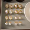 Exquisite Elegant Irregular Resin Pearls Ear Studs 18K PVD Stainless Steel Gold Color Fine Textured Smooth Earrings For W