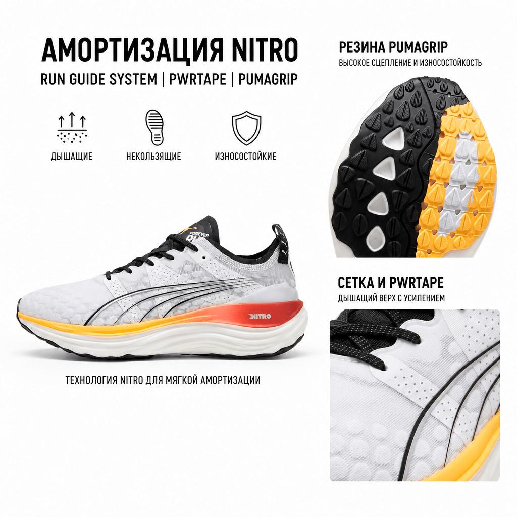 Puma Foreverrun Nitro Soft Comfortable Non-Slip Wear-Resistant Breathable Low-Top Casual Running Shoes Men Sneaker White 377757-25
