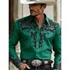 Camicia da uomo stile Western Cowboy, Stampa Fashion, Manica Lunga, Collo a revers Retro, Vestibilità Slim, Camicia Casual da Esterno, Taglie XS-6XL, 21 Colori