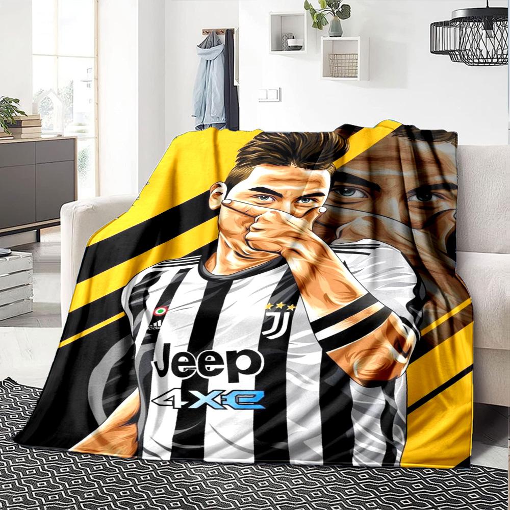 Juventus Soccer Player Art Portrait Print Flannel Blanket Soft Warm Throw Blanket Football Fan Sofa Bed Home Decor