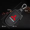 Leather Car Remote Key Case Cover Shell Keychain Protector Bag for Mitsubishi Eclipse Lancer Outlander Pajero Delica Accessories FL1