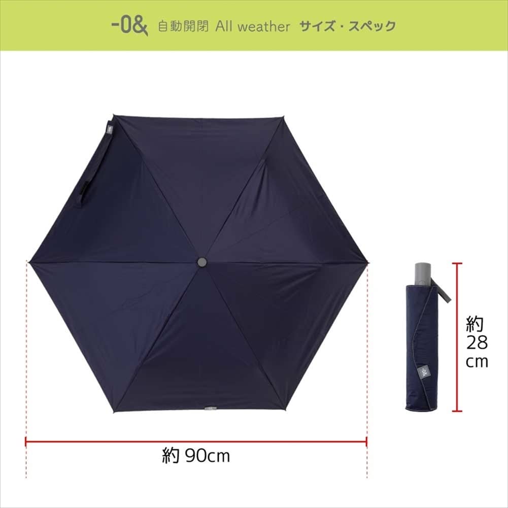 ogawa Parasol Folding Umbrella for Men and Automatic Opening and For Both Sun and Light UV Heat Water 6 52301 Women, One-touch Closing, Navy, Rain,