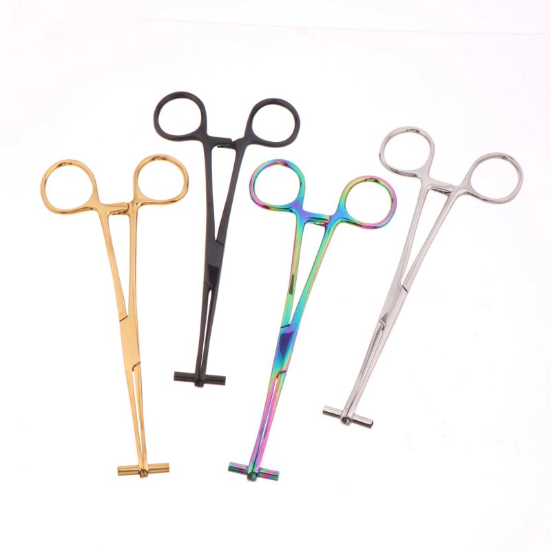 Colorful Body Piercing Pliers Surgical Steel Fix Forceps Tweezers For Septum Cartilage Tongue Body Piercing Clamp Tool