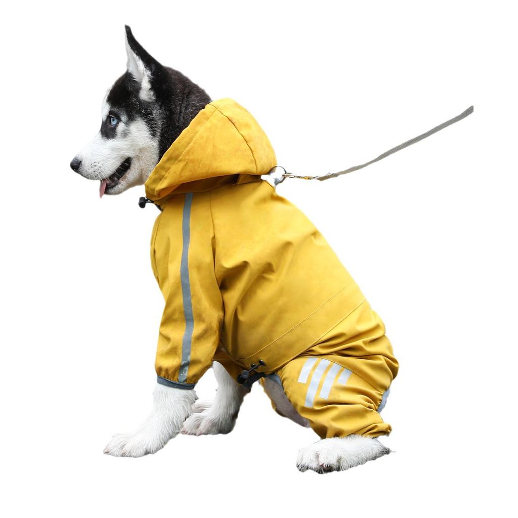 New Pet Raincoat, Hooded Big Dog Poncho Waterproof Reflective Dog Raincoat Pet Clothes
