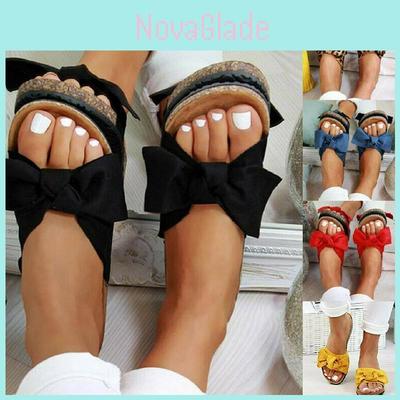 Women Flatform Bow Slides With Breathable Design For Summer Comfort**