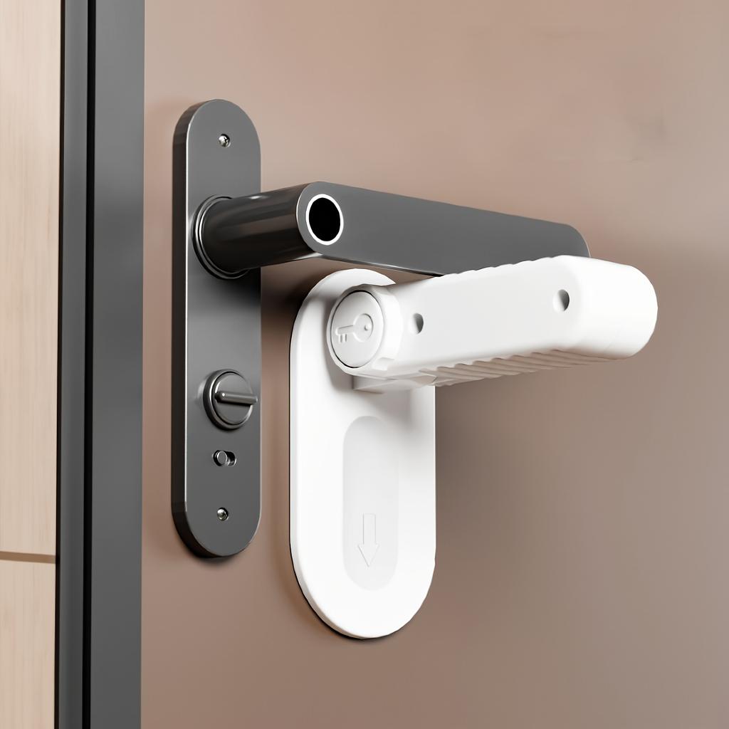 1/3/4 Pcs Door Handle Safety Lock, No-Drill No-Power Fixed Lock Buckle for Child and Pet Door Opening Prevention, Anti-Pinch