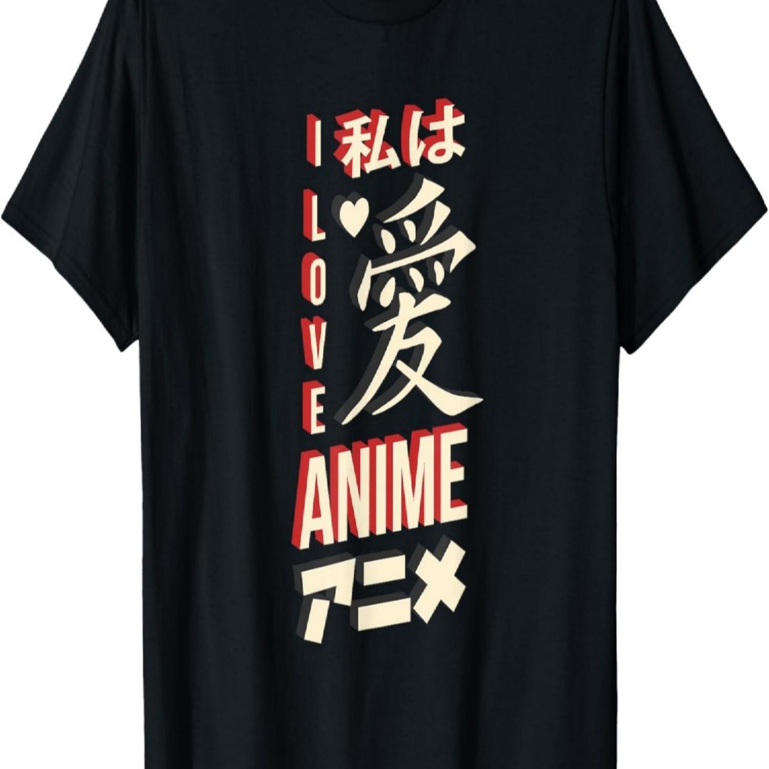 

I Love Anime in Letters T-Shirt S чёрный