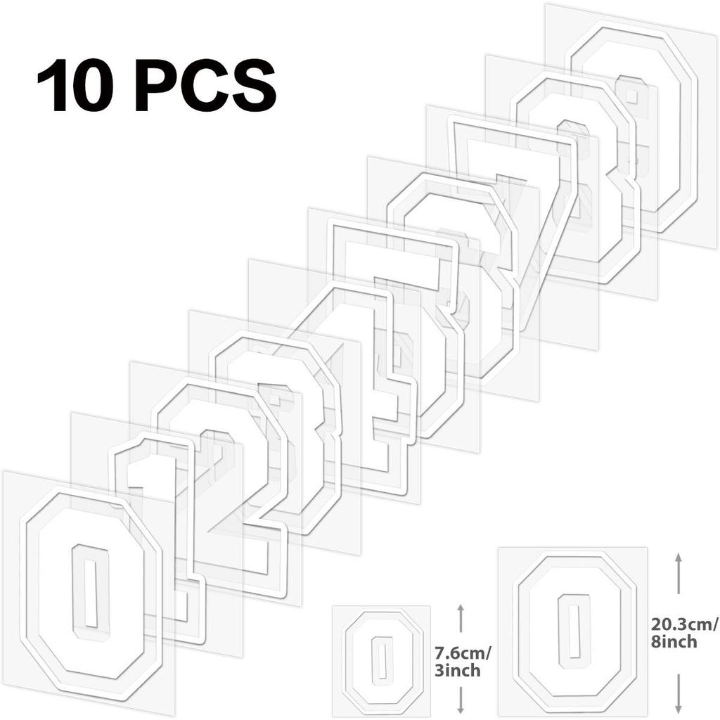 White Numbers 0-9 Iron On Patch Easy To Print For Jersey T-Shirt Parches Ropa Hoodies Diy Stickers Heat Transfer Washable