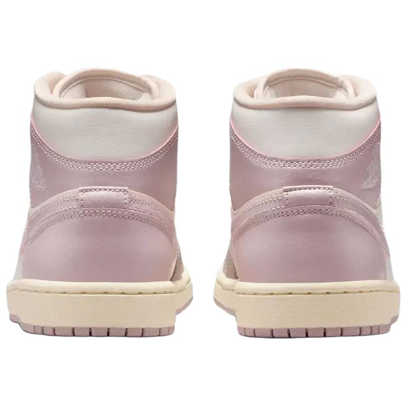 Jordan Air Jordan 1 Mid top Vintage Basketball Shoes Unisex White Gray Pink BQ6472-122