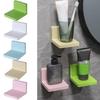 Multifunction Wall Mounted Storage Rack Adhesive DIY Soap Sponge Holder Kitchen Bathroom Self Adhesive No-drill Shelves