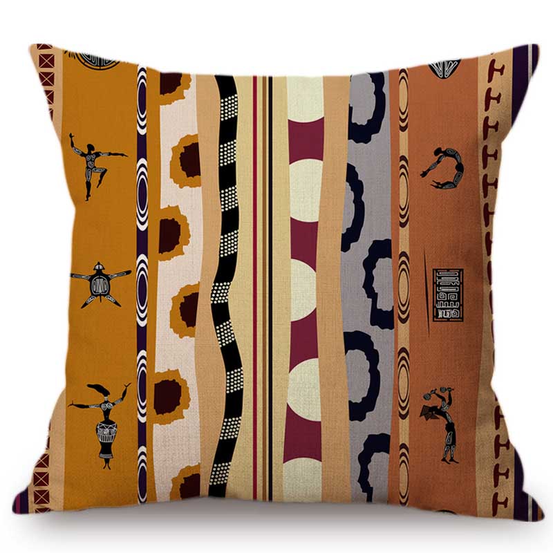 Exotic Africa Design Pattern African Hunting Animals Geometric Decorative Sofa Throw Pillow Case Cotton Linen Chair Cushion Case