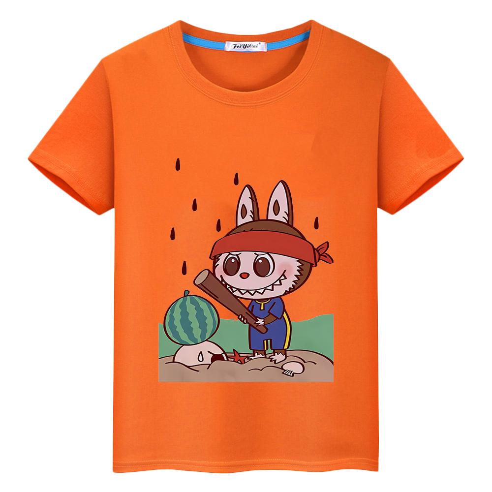 Labubu 100%Cotton T Shirt for Kids Boy 10years Kawaii Tops Pride Tshirt Anime Short Y2k Toddler Girl Clothes Kids Clothes Girls