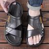 Men's 2025 Thick-Soled Non-Slip Leather Beach Sandals | Soft-Soled, Outdoor Casual Dual-Use Slippers
