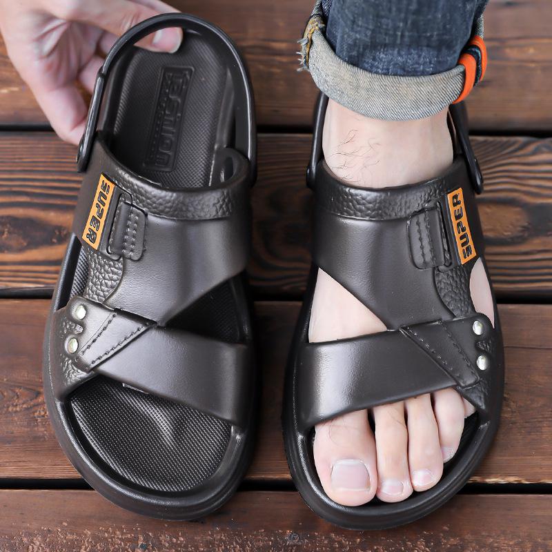 Men's 2025 Thick-Soled Non-Slip Leather Beach Sandals | Soft-Soled, Outdoor Casual Dual-Use Slippers