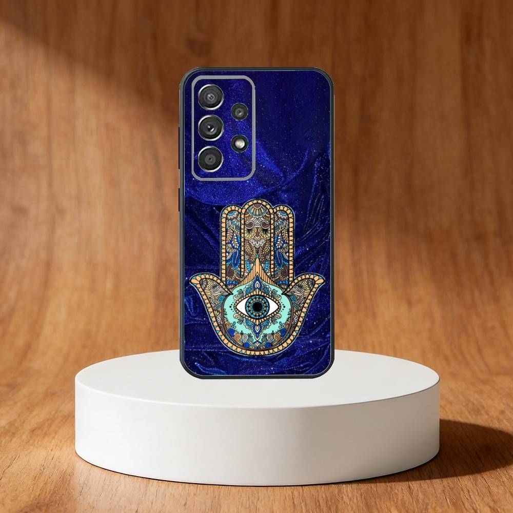 Hamsa Hand Of Fatima Art Phone Case For Samsung S25,S24,S21,S22,S23,S30,Ultra,S20,Plus,Fe,Note,10,9,5G Black Cover