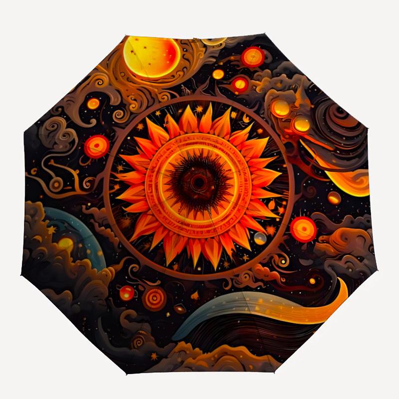 

1pc Cosmic Eye Mandala Auto-Fold Umbrella with One-Touch Open/Close - 8 Reinforced Ribs for Windproof Stability, yy251118211