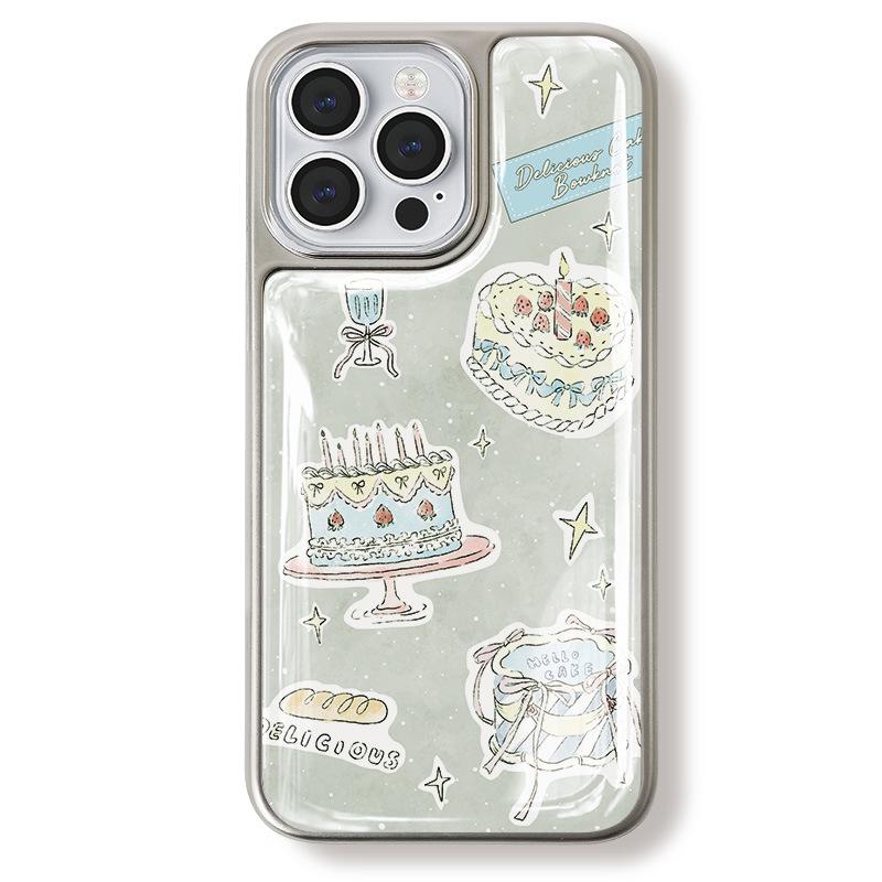 Zhitai Electroplated Silver Edge Drip Glue Case for iPhone 16 Pro Max, Fits iPhone 15, 14, 13, and Huawei P70