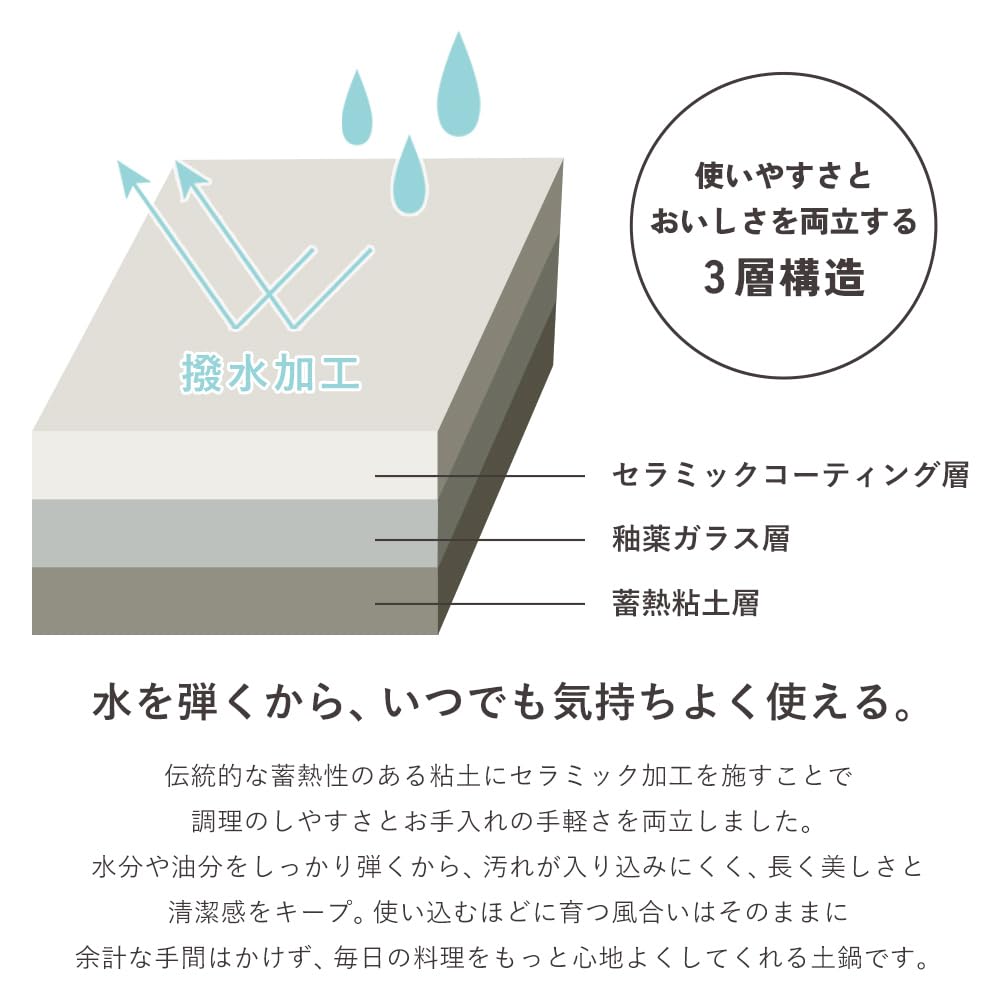 Water-repellent ceramic-coated earthenware pot, Mishima earthenware, made in Japan by Uchiyama Seito, Banko ware (blue, 7-cup capacity)